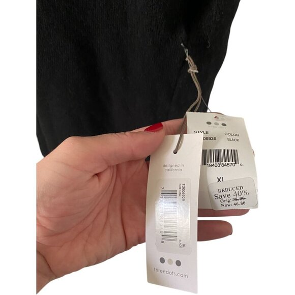 NWT Three Dots Womens Black Mock Neck Sleeveless Tank Pullover Top Shirt - Picture 5 of 9